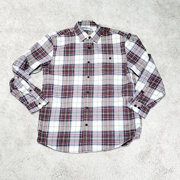 Orvis Plaid Button Down Shirt Men M Red Classic Collection Stretch Madras Cowboy - Picture 1 of 9